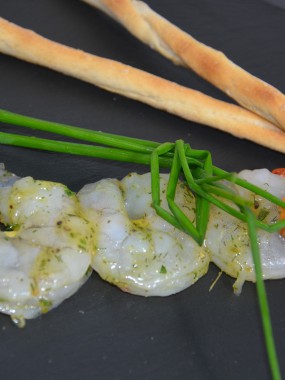 Brochette de scampi aux herbes de provence