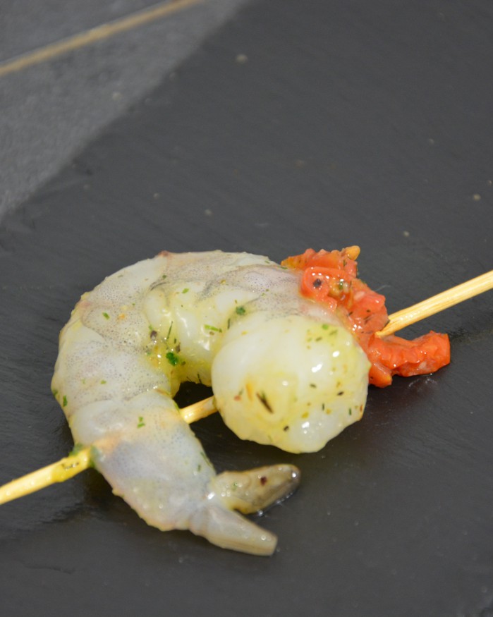 Mini brochette scampi cocktail pce