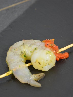 Mini brochette scampi cocktail pce