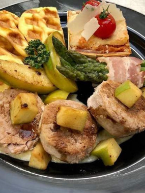 Brochette de mignon de porc à la crème de maroilles