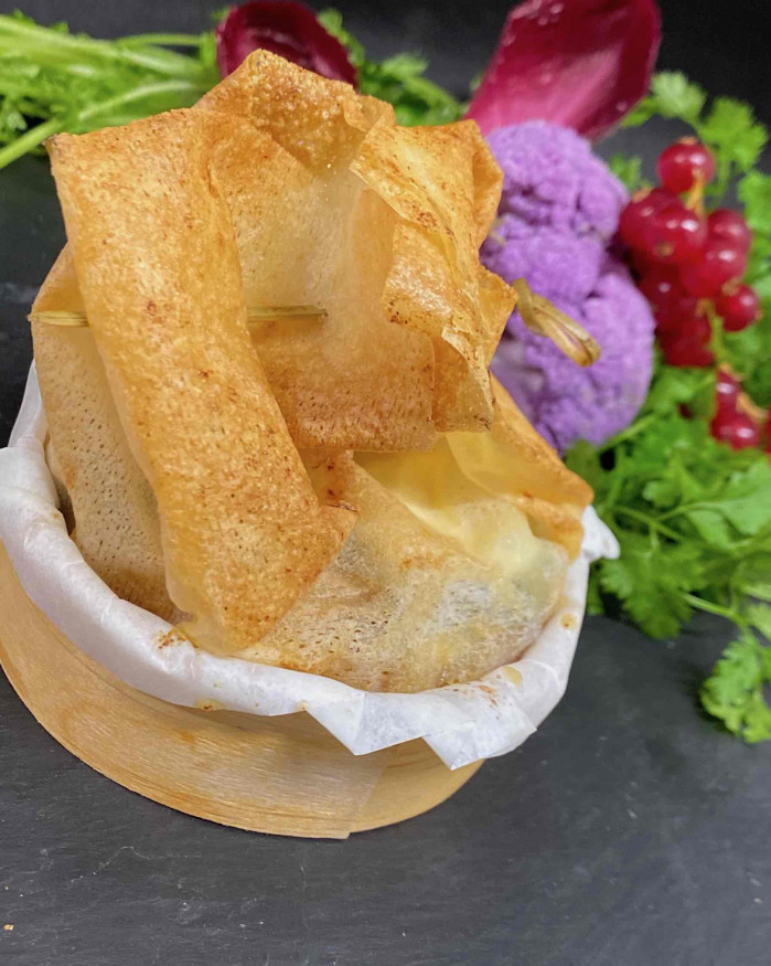 Croustillant de chèvre Saint-Maure aux poires caramélisées